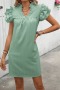 new casual plus-size non-stretch 4-color v-neck sleeveless mini dress_Black_Light Green