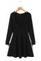 stylish slight stretch solid color slim long sleeve mini dress_Black