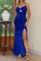 xs-l sexy elegant slight stretch sequin hollow high slit with lined maxi dress_Black_Blue