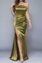 new sexy plus-size slight stretch patchwork satin 13-color slit maxi dress_Black_White_Red_Rose Red_Orange_Green_Forest Green
