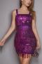 new slight stretch solid color tassels sequins mini tank dress(with liner)_Pink_Red_Rose Red_Magenta_Yellow_Aqua Green_Dark Green_Sea Blue_Purple