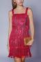 new slight stretch solid color tassels sequins mini tank dress(with liner)_Pink_Red_Rose Red_Magenta
