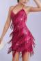 new slight stretch patchwork 8-color tassels sequins mini tank dress(with liner)_Black_Red_Rose Red_Magenta