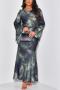 casual plus size non-stretch 3 colors tie-dye printing maxi dress_Black_Pink_Dark Green