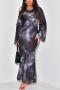 casual plus size non-stretch 3 colors tie-dye printing maxi dress_Black