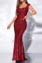 new plus-size slight stretch padded sequins with liner suspender maxi dress_Black_Pink_Red_Rose Red