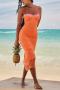 sexy slight stretch 3 colors lace trim sling slit midi dress_Magenta_Orange