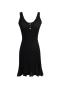stylish slight stretch knitted 4 colors button decor mini dress(size run small)_Black