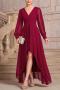 elegant non-stretch solid color chiffon asymmetric maxi dress_White_Rose Red