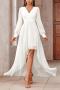 elegant non-stretch solid color chiffon asymmetric maxi dress_White