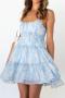 sexy non-stretch chiffon batch printing sling loose mini dress_Pink_Green_Sky Blue