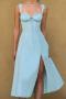 sexy non-stretch rubber bone sling high slit midi dress size run small_Yellow_Sky Blue