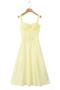 sexy non-stretch rubber bone sling high slit midi dress size run small_Yellow
