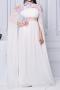 elegant plus size slight stretch flower appliquie padded split sleeve maxi dress_Black_White