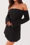 sexy non-stretch solid color one-breasted long-sleeved mini dress_Black