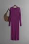 casual slight stretch solid color slim knitted midi dress_Black_Dark Green_Darkviolet