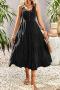 casual non-stretch solid color 3-colors simple button decor midi dress_Black