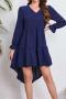 casual non-stretch solid color chiffon asymmetrical hem long-sleeved midi dress_Black_Pink_Green_Dark Blue