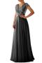 new elegant plus-size chiffon patchwork sequins v-neck maxi dress_Black