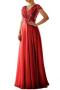 new elegant plus-size chiffon patchwork sequins v-neck maxi dress_Black_Red