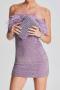 sexy non-stretch tube top sequin feather decor tight high quality mini dress_White_Magenta_Light Purple
