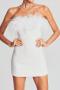 sexy non-stretch tube top sequin feather decor tight high quality mini dress_White
