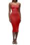 stylish plus size high stretch 5 colors backless sling slim midi dress_Black_Gray_Red