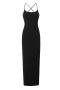 stylish slight stretch knitted backless slit side midi dress(size run small)_Black