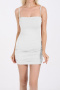 new slight stretch solid color folds suspender mini dress_Black_White