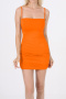 new slight stretch solid color folds suspender mini dress_Black_White_Red_Orange