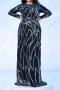 elegant plus size slight stretch sequin padded with lined maxi dress_Gold_Silver