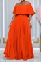 new plus-size slight stretch patchwork folds one shoulder maxi dress_White_Red_Yellow_Deep Yellow_Neon Orange