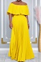 new plus-size slight stretch patchwork folds one shoulder maxi dress_White_Red_Yellow