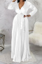 s-2xl casual non stretch pure color imitation silk pleated maxi dress_Black_White