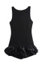 casual slight stretch solid color sleeveless slim puffy mini dress_Black