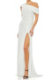 elegant slight stretch sequin decor 4 colors oblique shoulder maxi dress_White
