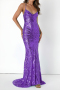 elegant plus size slight stretch sequin 4 colors backless cami maxi dress_Magenta_Yellow_Sky Blue_Purple