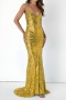 elegant plus size slight stretch sequin 4 colors backless cami maxi dress_Magenta_Yellow