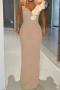 elegant slight stretch 3d flower decor mesh stitching one shoulder maxi dress_Black_White_Light Green_Beige