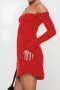 casual slight stretch solid color one shoulder long sleeve slim mini dress_White_Red