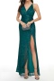 elegant plus size non-stretch padded sling high slit backless sequins maxi dress_Gray_Pink_Rose Red_Green