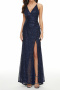 elegant plus size non-stretch padded sling high slit backless sequins maxi dress_Gray_Pink_Rose Red_Green_Dark Blue
