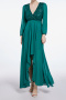 elegant plus size non-stretch sequins chiffon stitching maxi dress_Black_Pink_Rose Red_Green