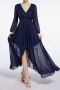 elegant plus size non-stretch sequins chiffon stitching maxi dress_Black_Pink_Rose Red_Green_Dark Blue