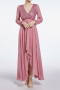 elegant plus size non-stretch sequins chiffon stitching maxi dress_Black_Pink