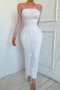 sexy non-stretch fishnet rhinestone hollow slim high slit maxi dress_Black_White