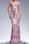 elegant slight stretch 4 colors sequin padded v-neck backless maxi dress_Black_Pink