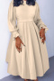 xl-5xl casual plus size stretch solid color balloon sleeve pleated maxi dress_Black_White_Magenta_Orange_Blue_Beige