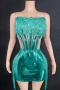 sexy stretch mesh stitching rhinestone bodycon mini dress(size run small, 15 days delivery)_Black_Red_Aqua Green