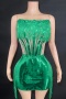 sexy stretch mesh stitching rhinestone bodycon mini dress(size run small, 15 days delivery)_Black_Red_Aqua Green_Green